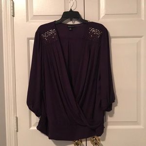 Alyx Woman Purple Studded Shoulder Dressy Top 2x